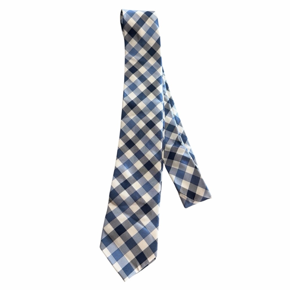 NWT Express 100% Silk Blue Gingham Tie
